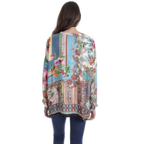 Johnny Was Resort Boxy Button Front 100% Silk Top - Picture 3 of 4